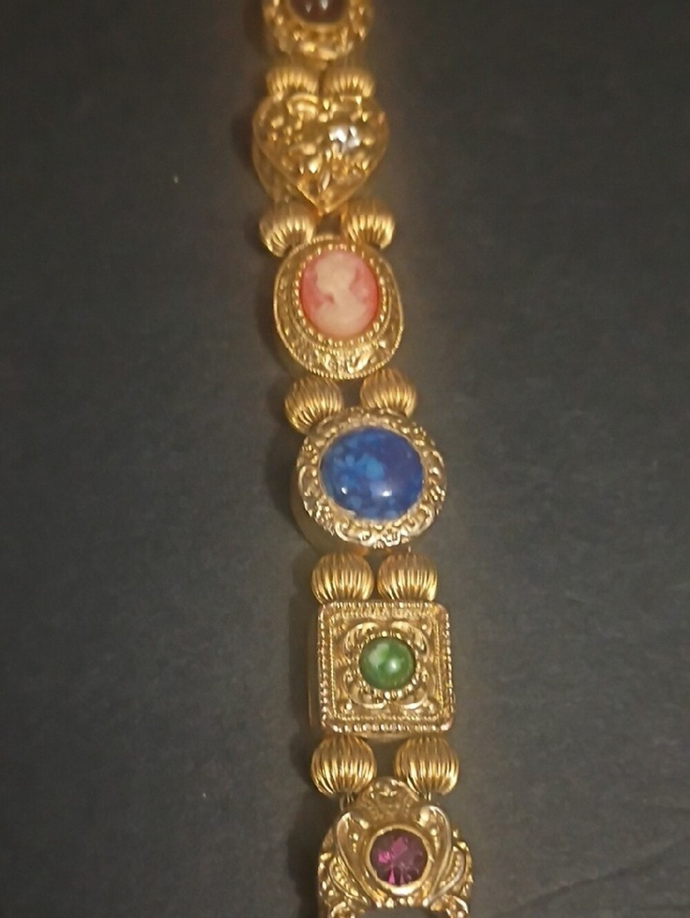 Vintage Victorian Revival Charm Bracelet Gold Tone - Picture 2 of 4